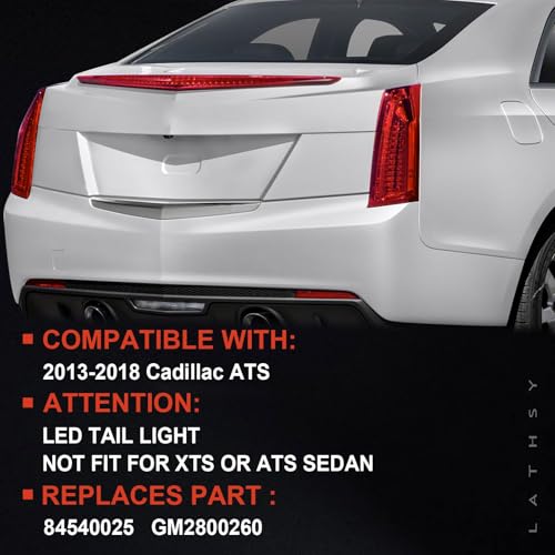 Lathsy LED Tail Light Compatible with 2013-2018 Cadillac ATS Right Passenger Side Taillight Replace 84081570 - Image 2