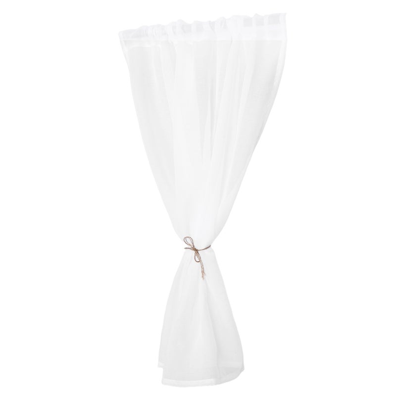 White Curtains For Window Light Filtering Privacy Short Valance Drape Farmhouse Curtain For Living Room Bedroom Kitchen Bathroom - Image 1