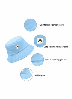 SYOSI Bucket Hat Summer Travel Bucket Cap Beach Sun Hat Smile Visor for Women Men Teens (Smiling Face)  - Image 3