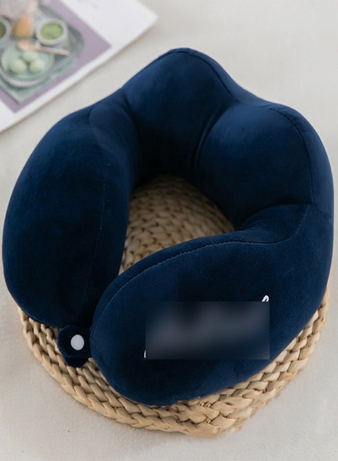 Travel Pillow Luxury Memory Foam Neck Head Support Pillow Soft Sleeping Rest Cushion For Airplane Car Home Best Gift (Dark Blue) - Image 1