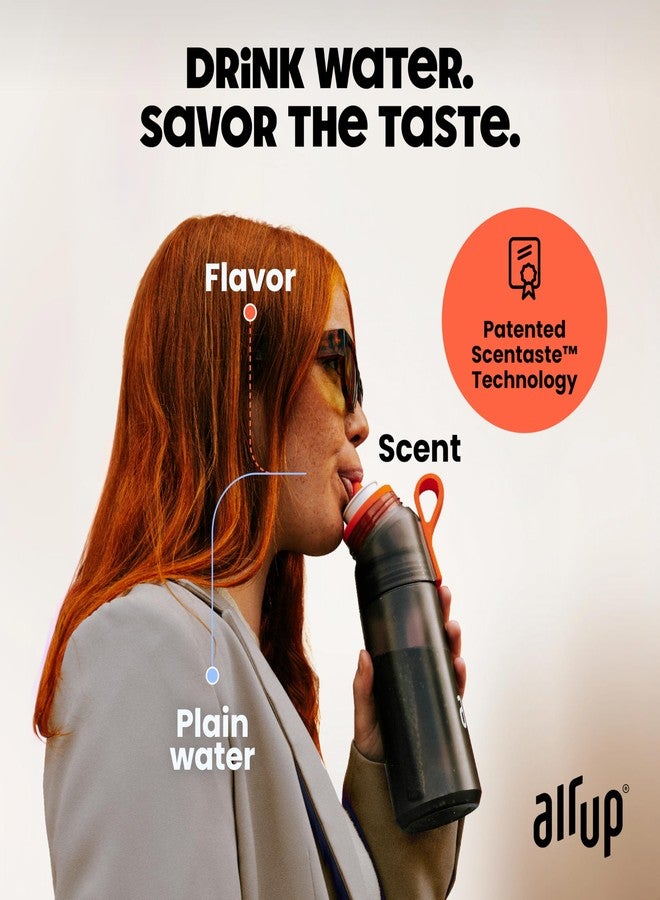 اير اب زجاجة مياه air up® (16 أونصة) فولاذية سوداء + 5 كبسولات نكهة فييستا | كبسولات نكهة خالية من السكر وزجاجات مياه مع شفاطة | زجاجة مياه بنكهة - Image 2