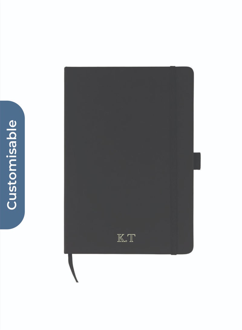 giftology Personalised JURSI - Giftology A5 PU Notebook with Pen Loop - Black - Image 2