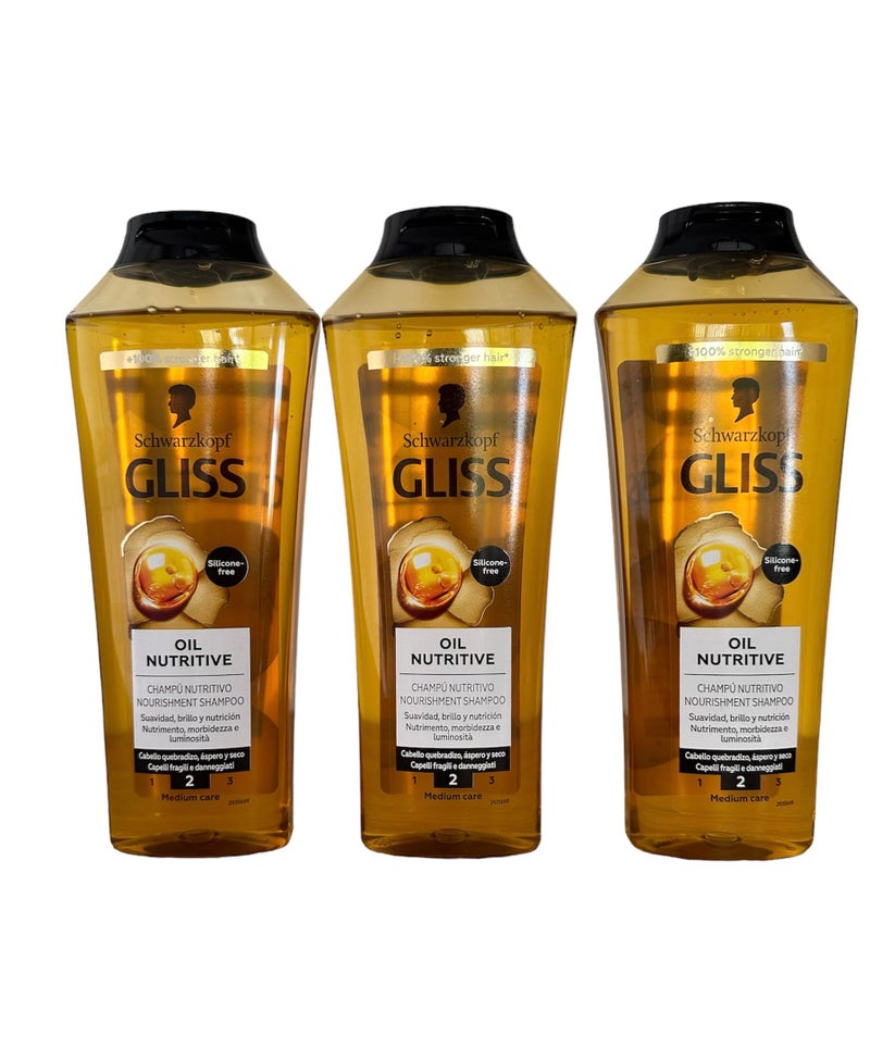 Gliss شامبو إصلاح الشعر GLISS، زيت مغذي للشعر الطويل المعرض للتقصف، 13.6 أونصة (عبوة من 3) - Image 3