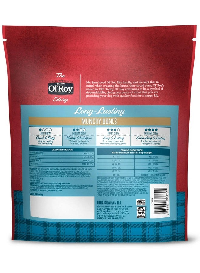 عظام Ol Roy طويلة الأمد للكلاب، 7 قطع، 20 أونصة، بنكهة زبدة الفول السوداني الطبيعية، متوسطة المضغ، خالية من الجلود الخام، سهلة الهضم، تساعد في التحكم في البلاك والجير، مثالية للكلاب المتوسطة والكبيرة - Image 3