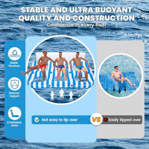 SULDUO 2 Person Inflatable Pool Lounger Float for Adults, Ultra Large Pool Floats Chair Lounge with 2 Backrests and Cup Phone Holder, Water Tanning Raft Party Toys for Outdoor, Beach, Lake, River, Sea - Image 2