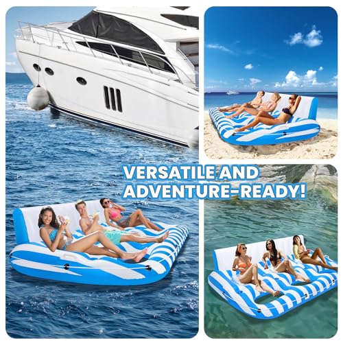 SULDUO 2 Person Inflatable Pool Lounger Float for Adults, Ultra Large Pool Floats Chair Lounge with 2 Backrests and Cup Phone Holder, Water Tanning Raft Party Toys for Outdoor, Beach, Lake, River, Sea - Image 5