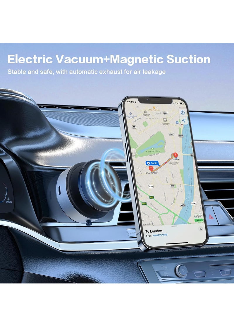 TIGER 360 Rotatable Car Magnetic Phone Holder – Electric Vacuum Magnetic Suction Cup Phone Mount, Strong Suction for Car Mirror, Gym, Bath, Shower & All Smooth Surfaces (Silver) – Secure, Adjustable, and Versatile Mount - Image 3