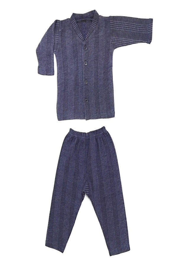Tangy Kids Thermal Set Front Open Inner Wear Top & Pyjama Body Warmer for Baby Boys & Baby Girls (Blue, 18-24 Months) - Image 5