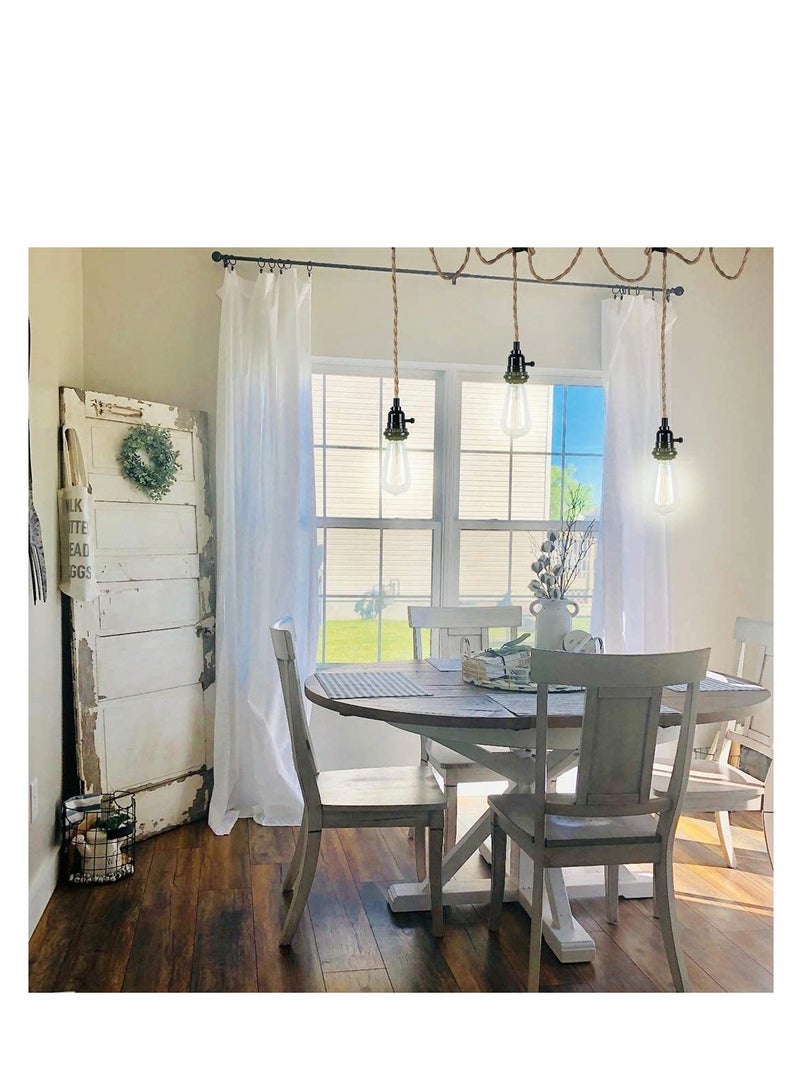 KASTWAVE DIY 15ft Industrial Retro Ceiling Pendant Cord Pendant Light Kit Switch Plug Fabric Outlet Set E26 E27 Lighting Fixture Cable - Image 2