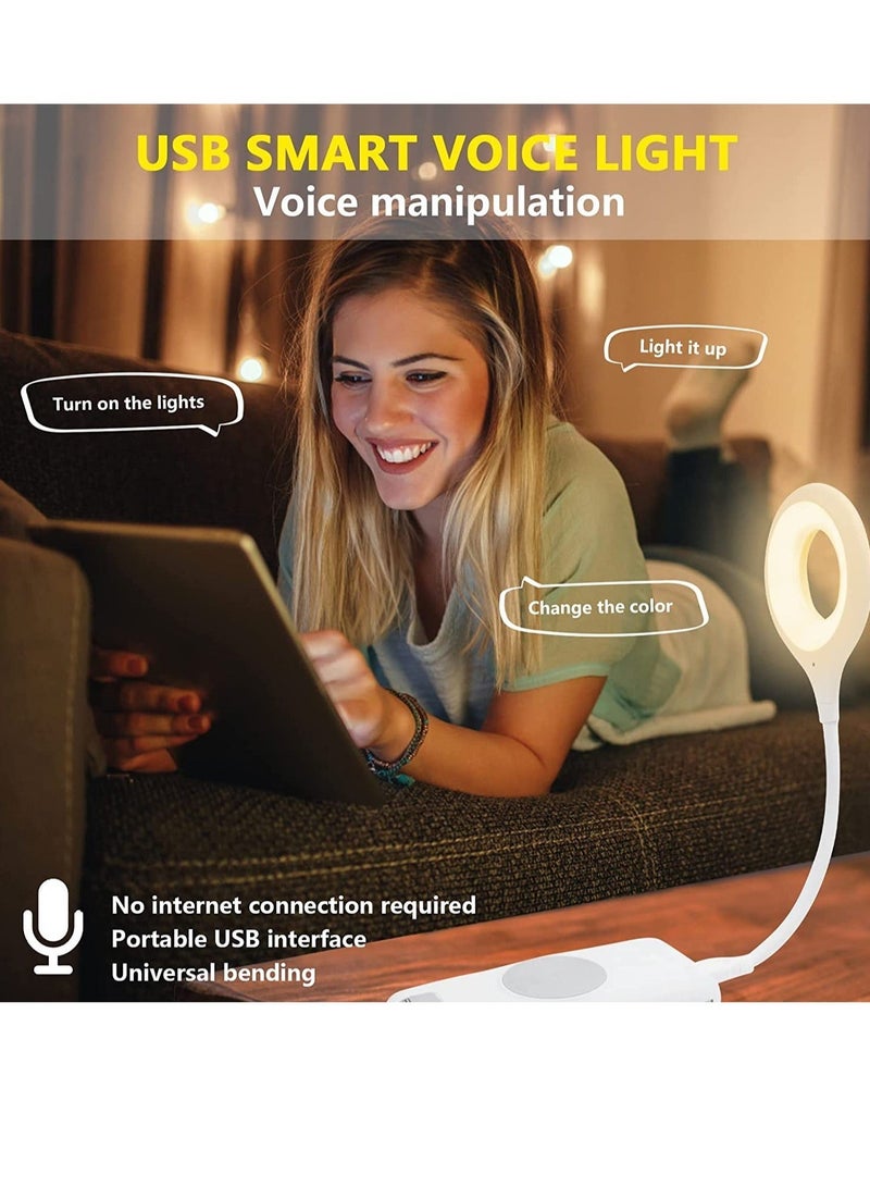 Raxoom Voice Control USB Light for Laptop Keyboard, LED Reading Lamp Portable Small Night Light with Flexible Gooseneck for Power Bank, Computer, Sound Control 3 Color & 4 Brightness/On/Off - Image 2