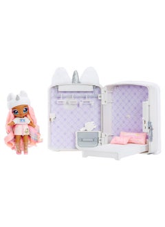 Na! Na! Na! Surprise 3-In-1 Backpack Bedroom Unicorn Playset Whitney Sparkles Fashion Doll, Fuzzy White Unicorn Backpack, Closet With Pillows & Blanket, Kids Gift, Ages 4 5 6 7 8+  - Image 1