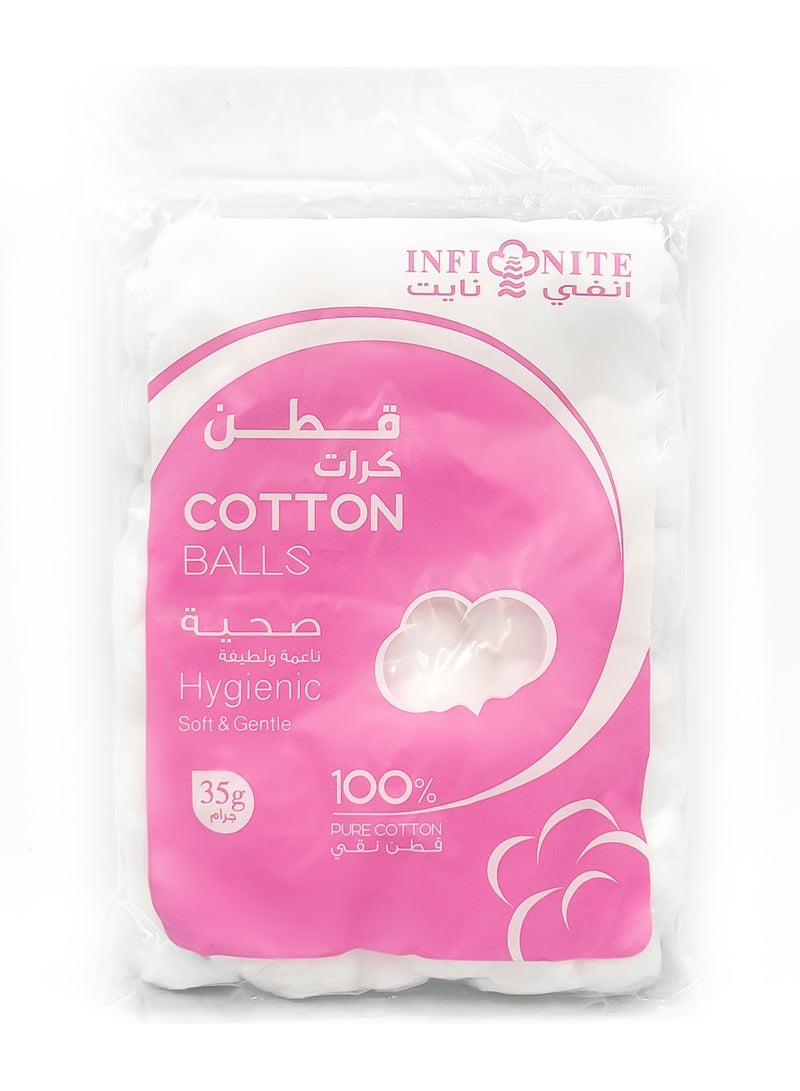 Infinite White Cotton Balls - 35g Pack, Soft & Pure Cotton - Image 1