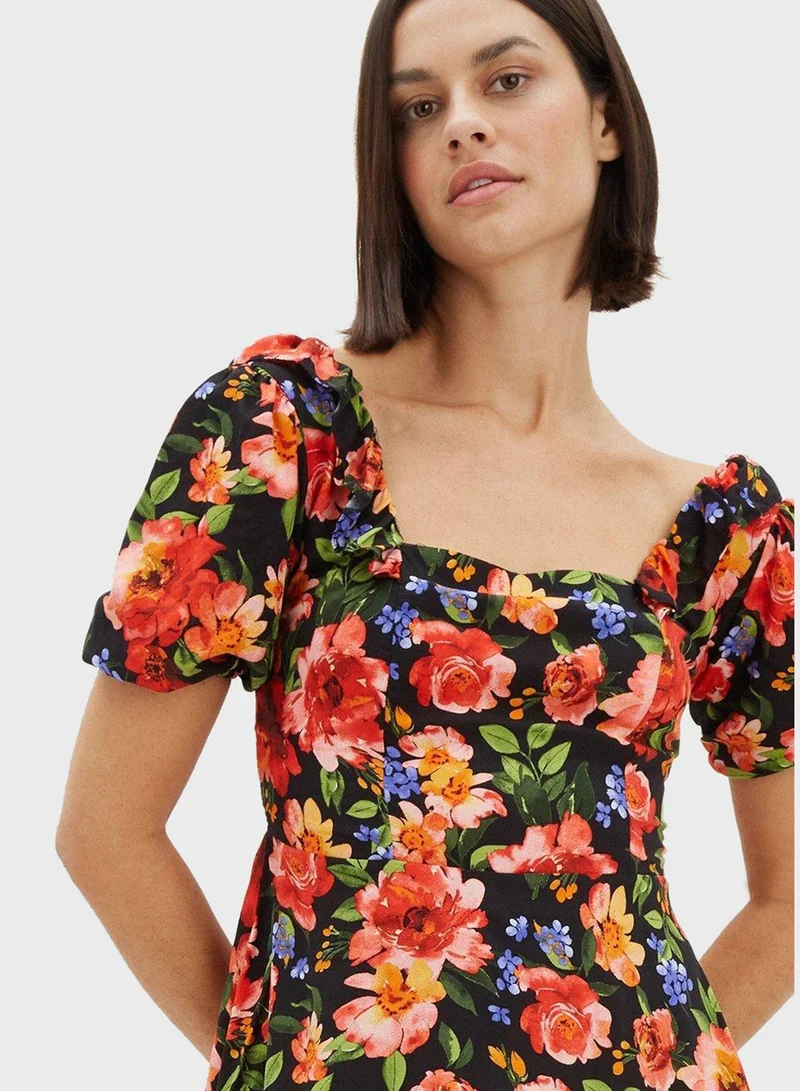 DOROTHY PERKINS Puff Sleeve Floral Print Dress