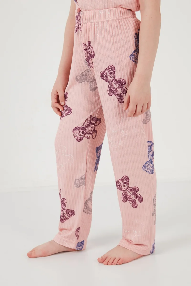 ليلا Printed Elastic Waist Shirt Collar Short Sleeve Pajama Set Girls' Set 6576001