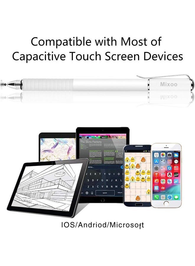 Mixoo Stylus Pens for Touch Screens - Disc & Fiber Tip 2 in 1 High Sensitivity Universal Stylus for iPad, iPhone, Tablets and Other Capacitive Touch Screens (White) - Image 4
