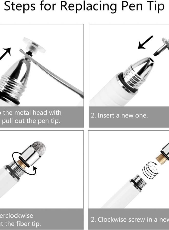 Mixoo Stylus Pens for Touch Screens - Disc & Fiber Tip 2 in 1 High Sensitivity Universal Stylus for iPad, iPhone, Tablets and Other Capacitive Touch Screens (White) - Image 5