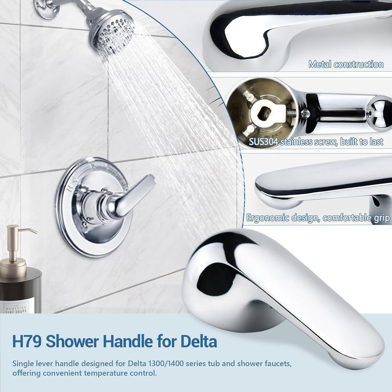 Ahenbal H79 Single Metal Lever Handle Kit for Delta, Compatible with 1300/1400 Series Tub and Shower Faucets, Bathroom Faucet Replacement Accessories, Chrome - Image 4