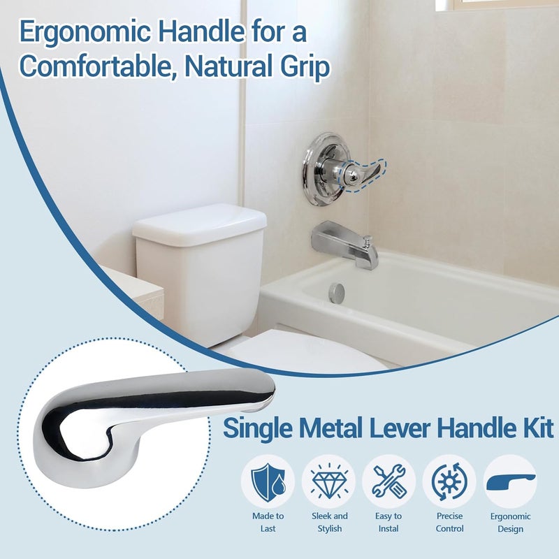 Ahenbal H79 Single Metal Lever Handle Kit for Delta, Compatible with 1300/1400 Series Tub and Shower Faucets, Bathroom Faucet Replacement Accessories, Chrome - Image 3