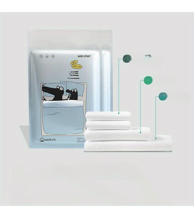 Thickened Disposable Non-Woven Travel Sleeping Bag Set White 59x82 Inch Soft Pillowcase - Image 4