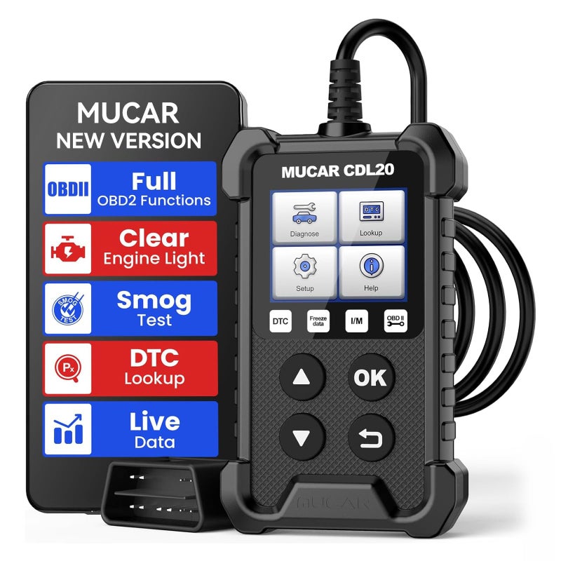 MUCAR CDL20 Universal OBD2 Scanner Check Engine Car Code Reader with Full OBD2 Functions Vehicle InfoMILEVAPFreeze FrameDTC Library Diagnostic Scan Tool for All OBD II EOBD Cars After 1996
