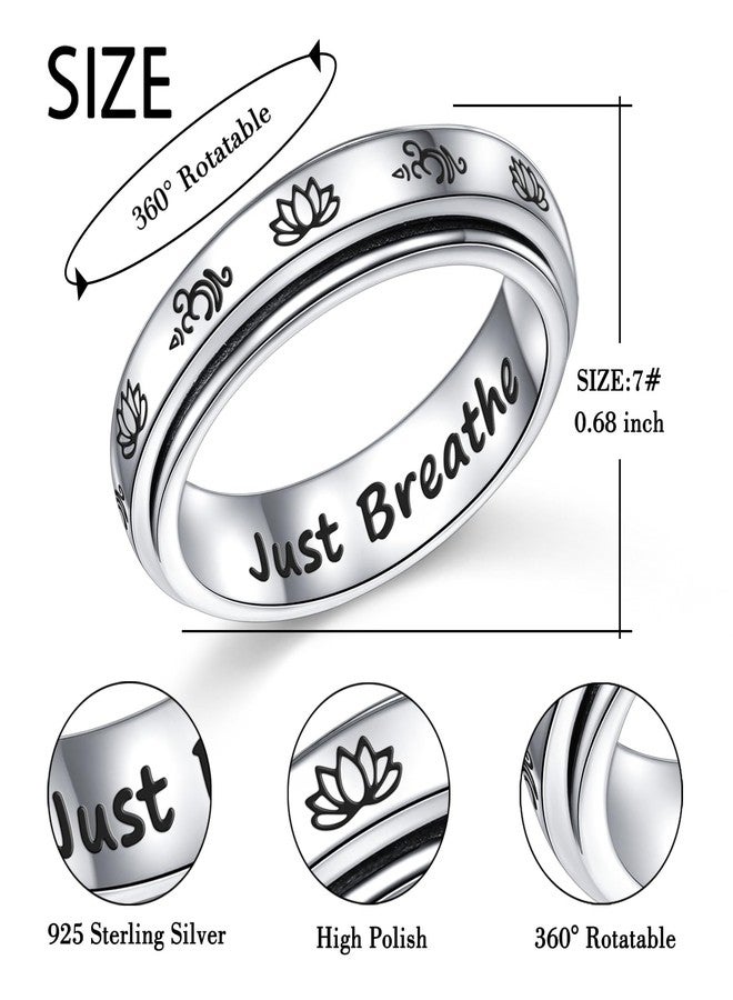 ALPHM Spinner Rings for Women 925 Sterling Silver Anti Fidget Anxiety Worry Fidget Relieving Boredom ADHD Autism Band Just breathe Jewelry - Image 5