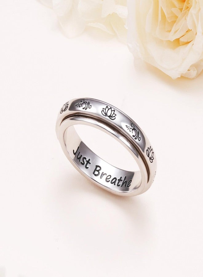 ALPHM Spinner Rings for Women 925 Sterling Silver Anti Fidget Anxiety Worry Fidget Relieving Boredom ADHD Autism Band Just breathe Jewelry - Image 3