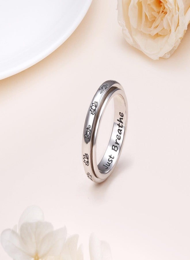 ALPHM Spinner Rings for Women 925 Sterling Silver Anti Fidget Anxiety Worry Fidget Relieving Boredom ADHD Autism Band Just breathe Jewelry - Image 4