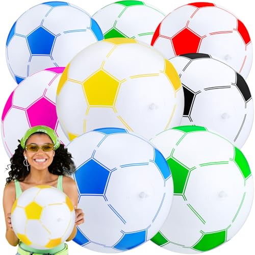 Hungdao 12 Pieces Inflatable Soccer Ball 16 Inch Large Beach Toys Bulk Multicolored Blow up Soccer Balls Beach Water Games for Summer Swimming Pool Sports Birthday Party Favor - Image 1