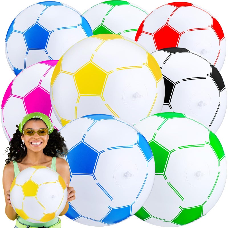 Hungdao 12 Pieces Inflatable Soccer Ball 16 Inch Large Beach Toys Bulk Multicolored Blow up Soccer Balls Beach Water Games for Summer Swimming Pool Sports Birthday Party Favor - Image 2