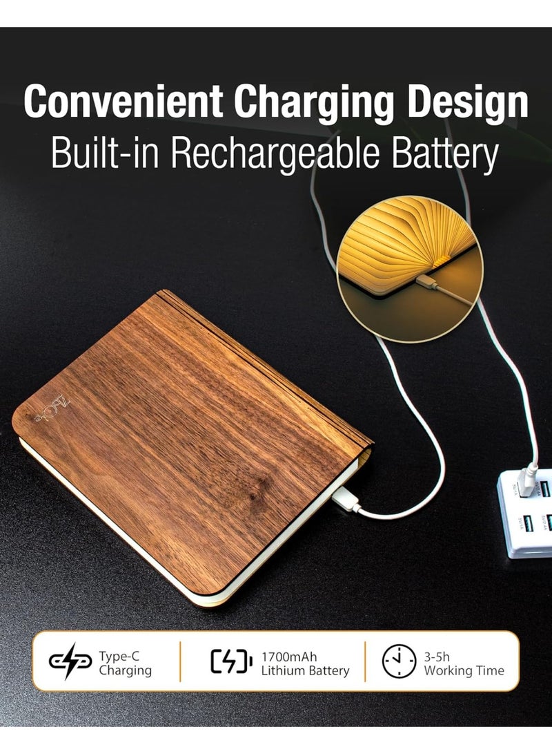 8.3 Inch Wooden Book Lamp, Book Lovers Gifts,Teacher Appreciation Gifts for Women, LED Ambient Lighting, Magnetic Mood Lighting for Home&Library Decor (Walnut) - Image 2