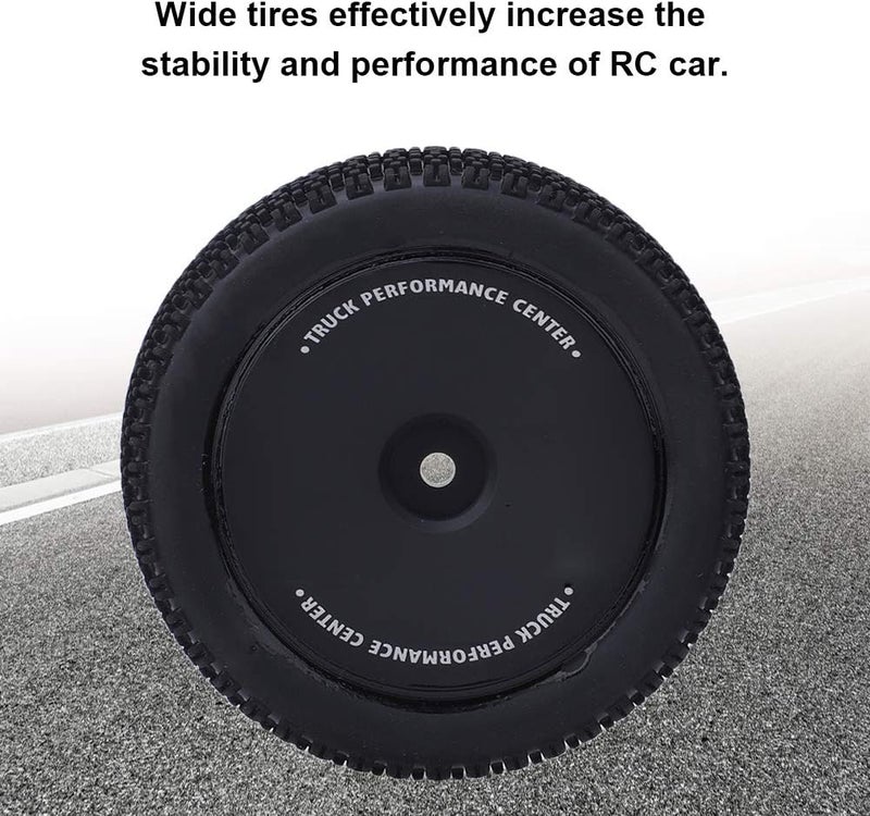 comfrt 2Pcs RC Tire, 1:14 Scale RC Car Rear Tires Tire Replacement Tyre Upgrade Spare Parts RC Modification Accessory for Wltoys 144001 1/14 RC Car(Black) - Image 3