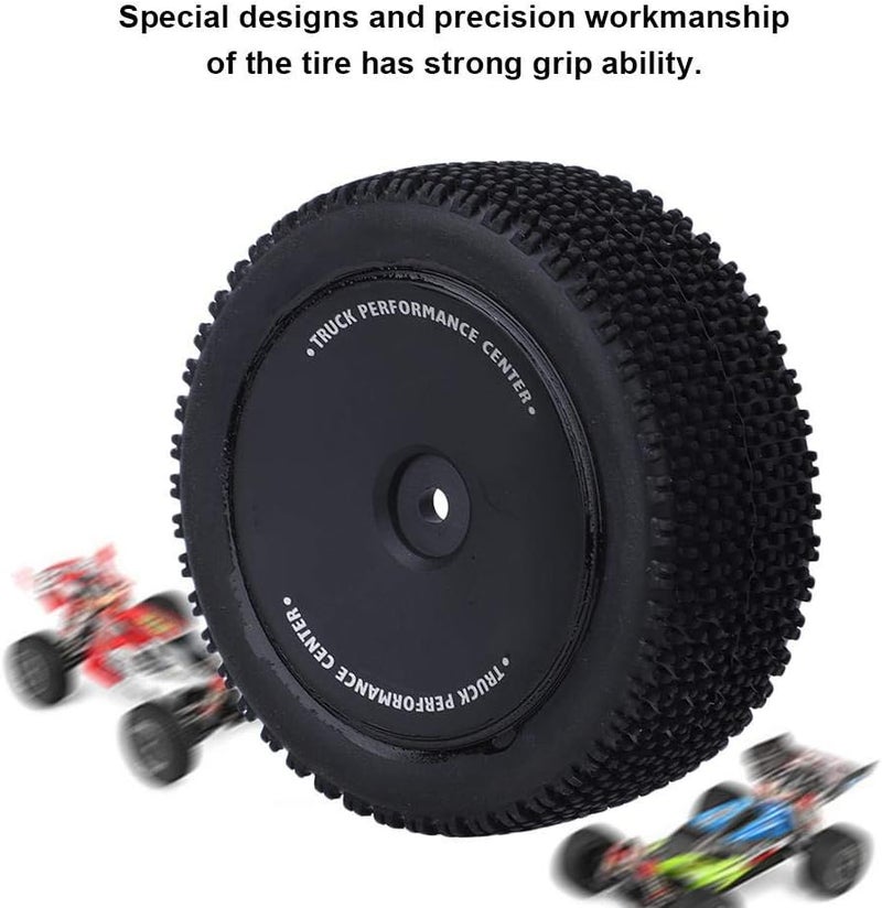 comfrt 2Pcs RC Tire, 1:14 Scale RC Car Rear Tires Tire Replacement Tyre Upgrade Spare Parts RC Modification Accessory for Wltoys 144001 1/14 RC Car(Black) - Image 5