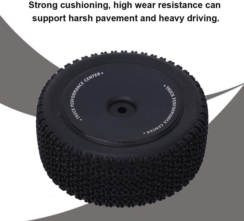 comfrt 2Pcs RC Tire, 1:14 Scale RC Car Rear Tires Tire Replacement Tyre Upgrade Spare Parts RC Modification Accessory for Wltoys 144001 1/14 RC Car(Black) - Image 4