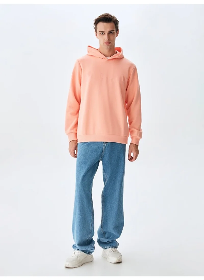 LTB Signed Hooded Zipperless Regular Fit Orange Sweatshirt