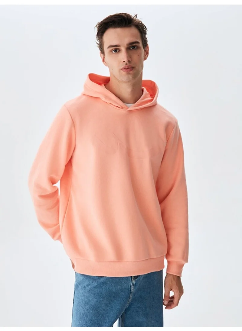 LTB Signed Hooded Zipperless Regular Fit Orange Sweatshirt