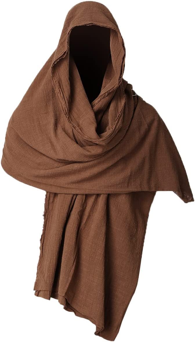 GRACEART Post Apocalyptic Shawl Hood Scarf Shaman Cowl Medieval Costume Sash Brown - Image 1