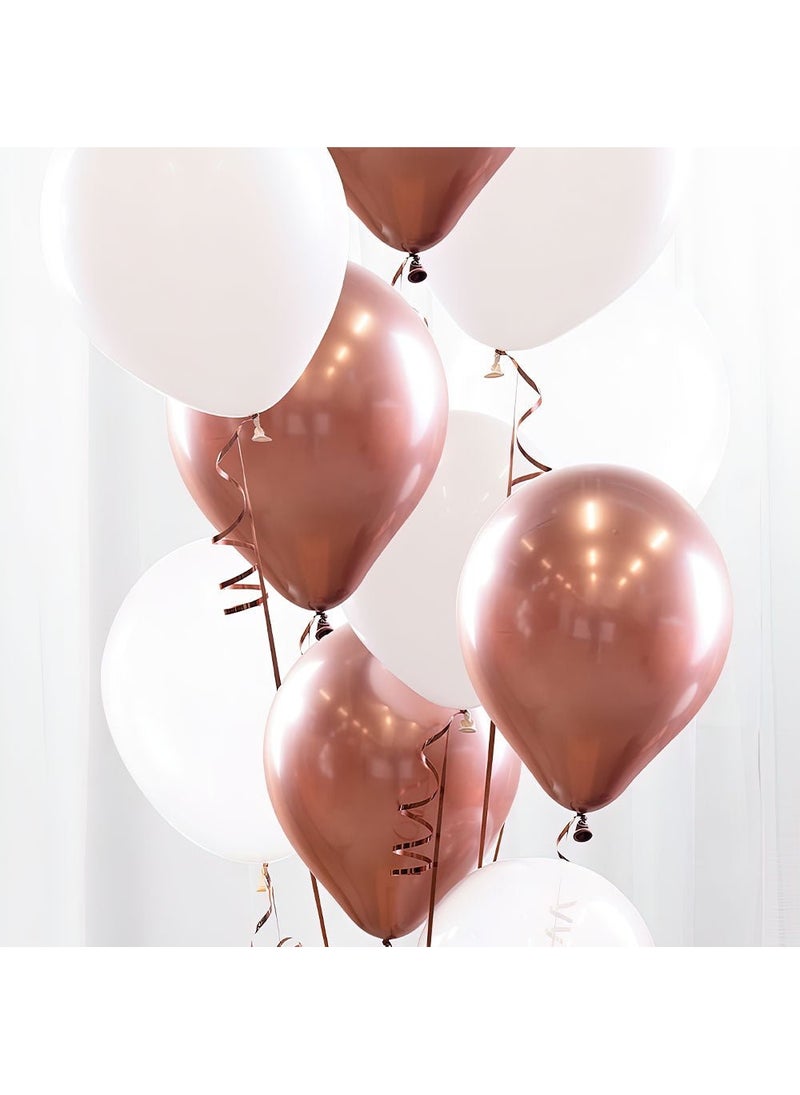 Balloonking Balloon Bouquet Chrome Rose Gold Transparent White 33cm 10-Pack - Image 1