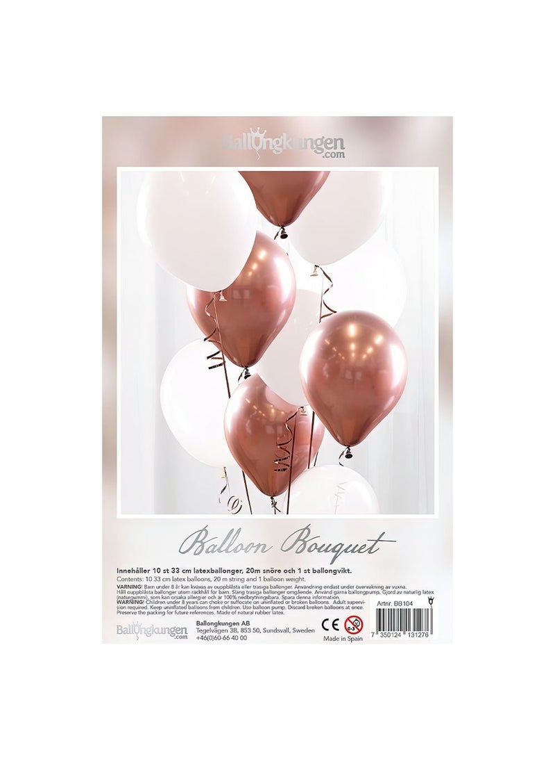 Balloonking Balloon Bouquet Chrome Rose Gold Transparent White 33cm 10-Pack - Image 2
