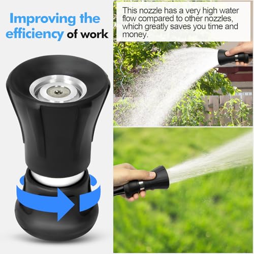 SPECILITE 5/8" Hot/Cold Water Hose 25 ft with High Flow Nozzle,Heavy Duty Flexible Rubber Garden Hose -50℉ to 158℉ With 3/4" Stainless Steel Fittings for Yard, Outdoor, Farm, Lightweight, Black - Image 5