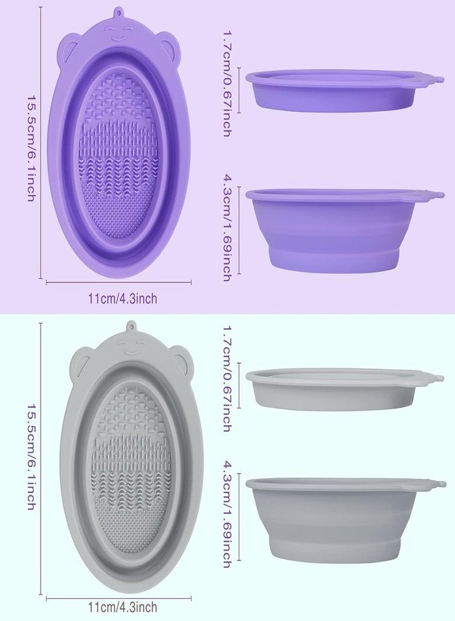 MobFest® Silicone Makeup Sponge Brushes Washing Foldable Bowl Durable Eyeshadow Powder Puff Cleaner Tray, Multicolor (M, 2) - Image 2