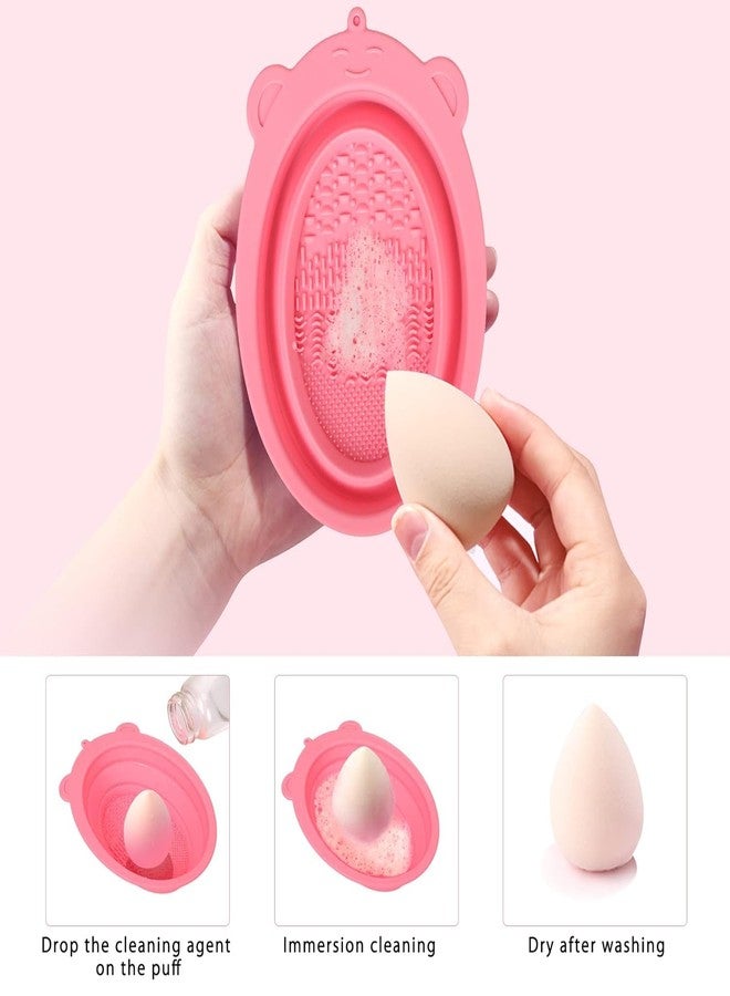 MobFest® Silicone Makeup Sponge Brushes Washing Foldable Bowl Durable Eyeshadow Powder Puff Cleaner Tray, Multicolor (M, 2) - Image 4