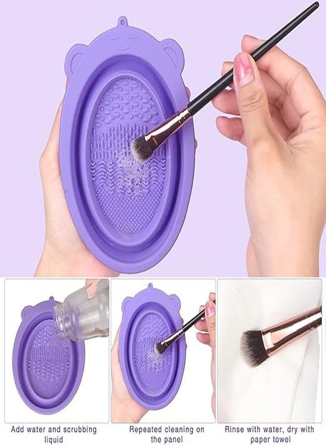 MobFest® Silicone Makeup Sponge Brushes Washing Foldable Bowl Durable Eyeshadow Powder Puff Cleaner Tray, Multicolor (M, 2) - Image 5