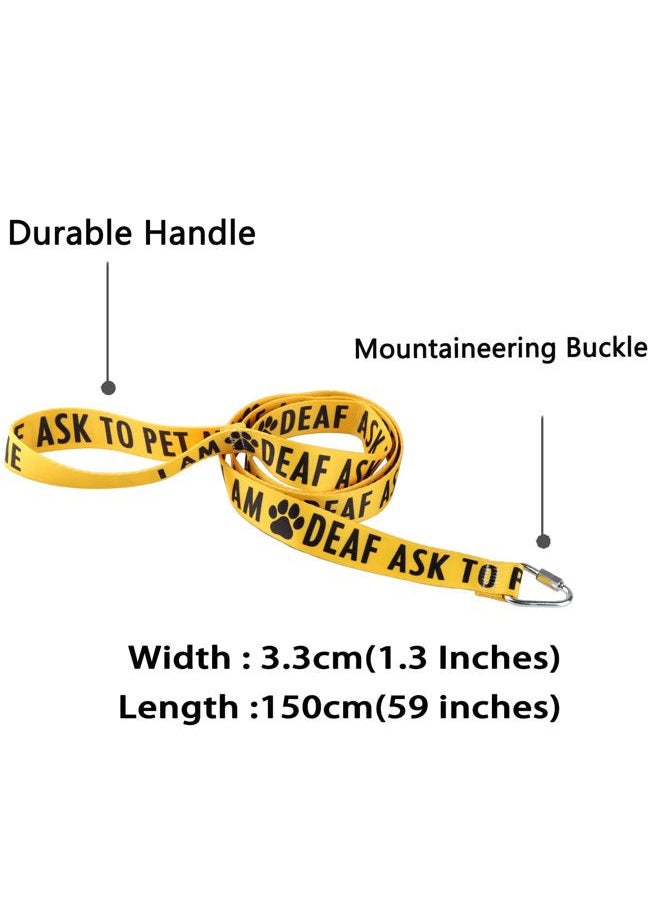 BLUPARK Funny Dog Leash Sleeve 'I Am Deaf Ask to Pet Me' - Dog & Cat (Yellow, 59 inches) - Image 2