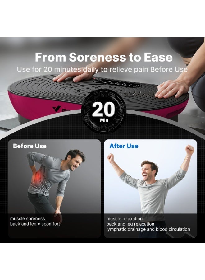 MERACH Vibration Plate Exercise Machine, Vibrating Platform for Lymphatic Drainage Weight Loss Muscle Activation, Full Body Home Exercise Equipment with LED Touch Screen Bluetooth Pull Cord - Image 5