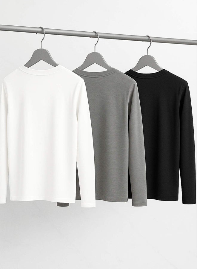 trendyol عبوة من 3 تي شيرتات بأكمام طويلة للرجال - Image 4