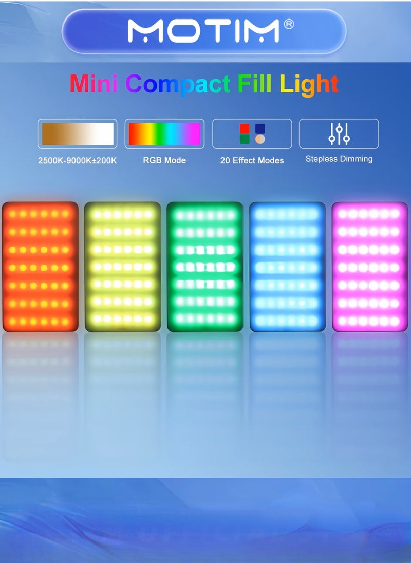 Motim LED Video Light W140 RGB Video Lights Portable Selfie Light for Camera Full Color 2500-9900K & 140 Bright Beads with OLED Display & 3100mAh Rechargeable CRI 95+  - Image 4