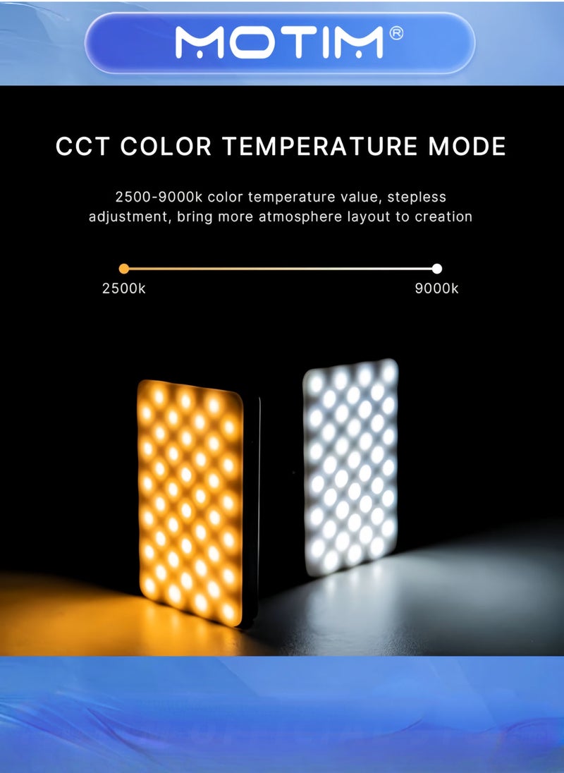 LED Video Light W140 RGB Video Lights Portable Selfie Light for Camera Full Color 2500-9900K & 140 Bright Beads with OLED Display & 3100mAh Rechargeable CRI 95+