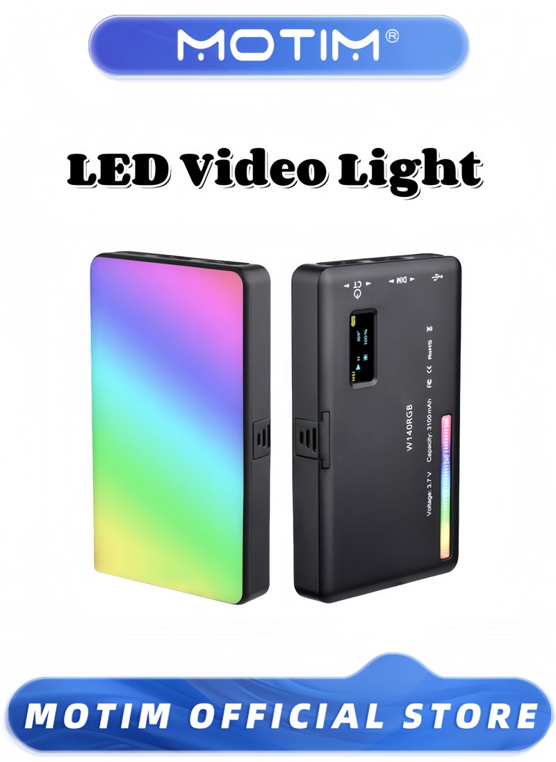 Motim - LED Video Light W140 RGB Video Lights Portable Selfie Light for Camera Full Color 2500-9900K & 140 Bright Beads with OLED Display & 3100mAh Rechargeable CRI 95+ - Image 1