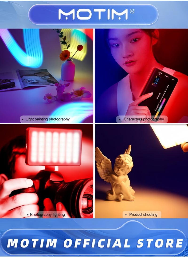 Motim - LED Video Light W140 RGB Video Lights Portable Selfie Light for Camera Full Color 2500-9900K & 140 Bright Beads with OLED Display & 3100mAh Rechargeable CRI 95+ - Image 1