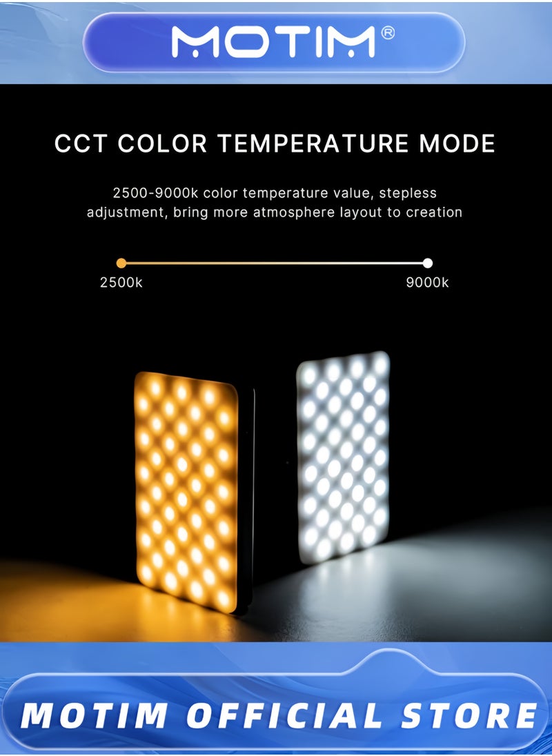 Motim - LED Video Light W140 RGB Video Lights Portable Selfie Light for Camera Full Color 2500-9900K & 140 Bright Beads with OLED Display & 3100mAh Rechargeable CRI 95+ - Image 1